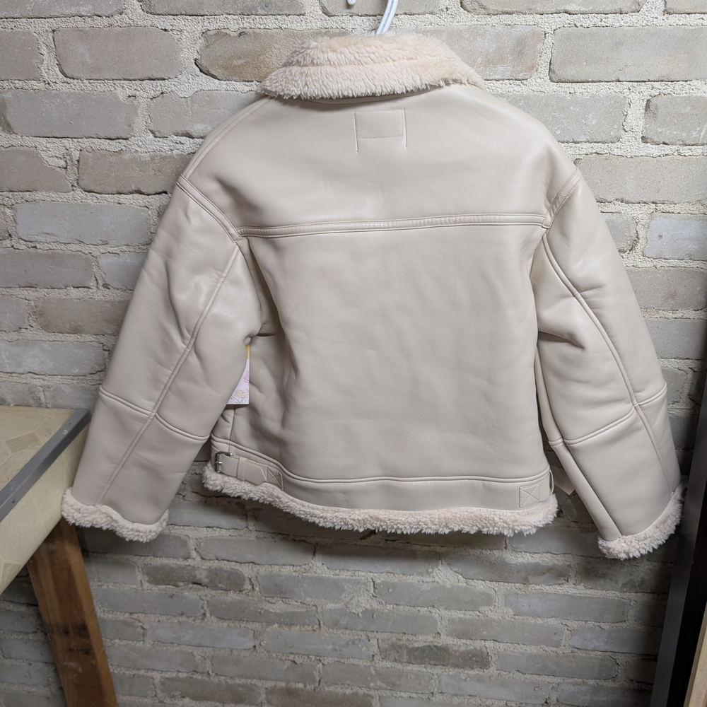 Beige Faux Shearling Women's Jacket - Picture 5 of 5